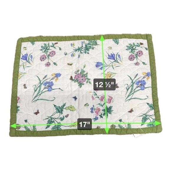 Quilted Spring Botanical Placemats + Napkins Butterflies Vintage Floral Set Of 4 - Picture 4 of 8